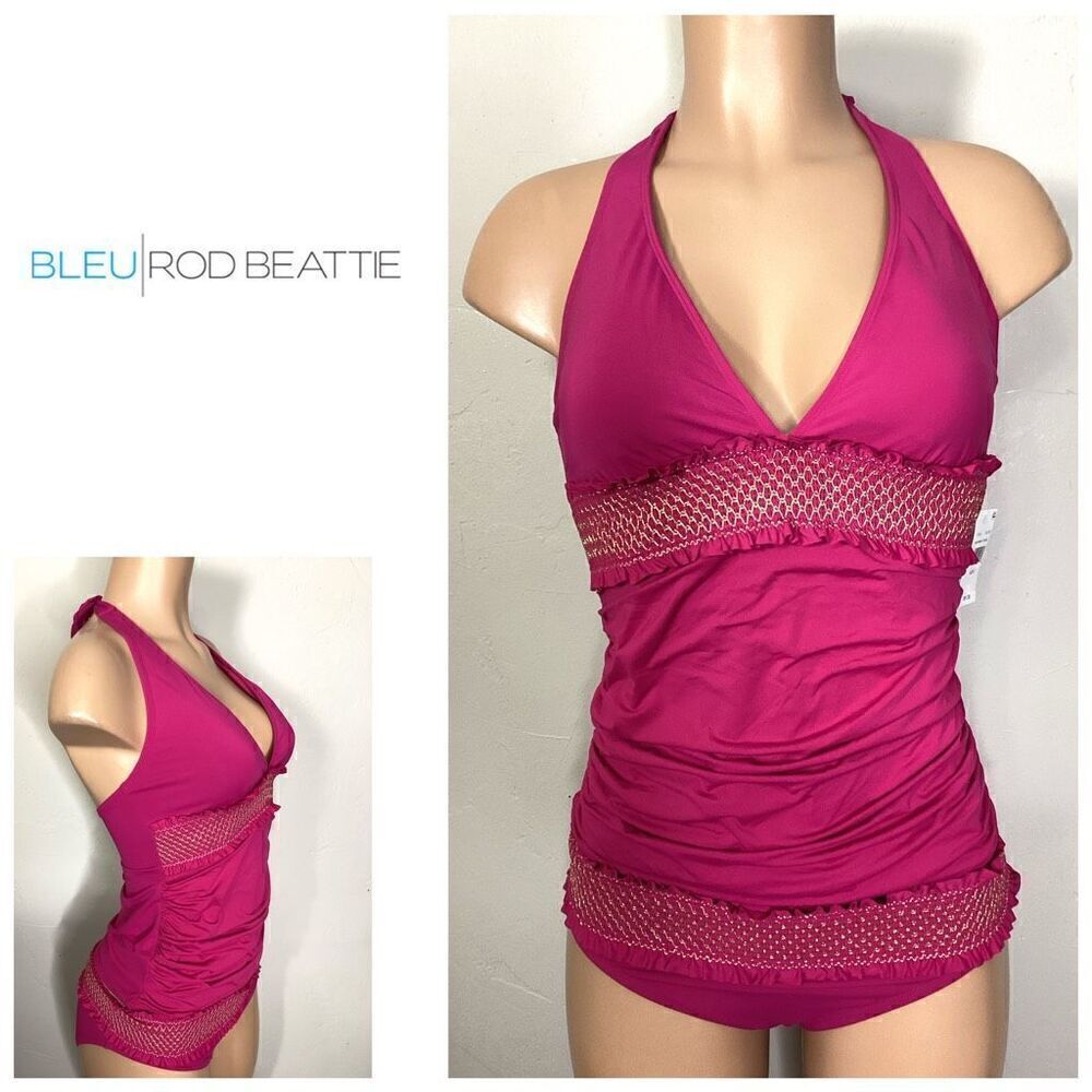 New. Bleu Rod Beattie rouge smocked tankini set 12-top/8-bottom.  Retails $161